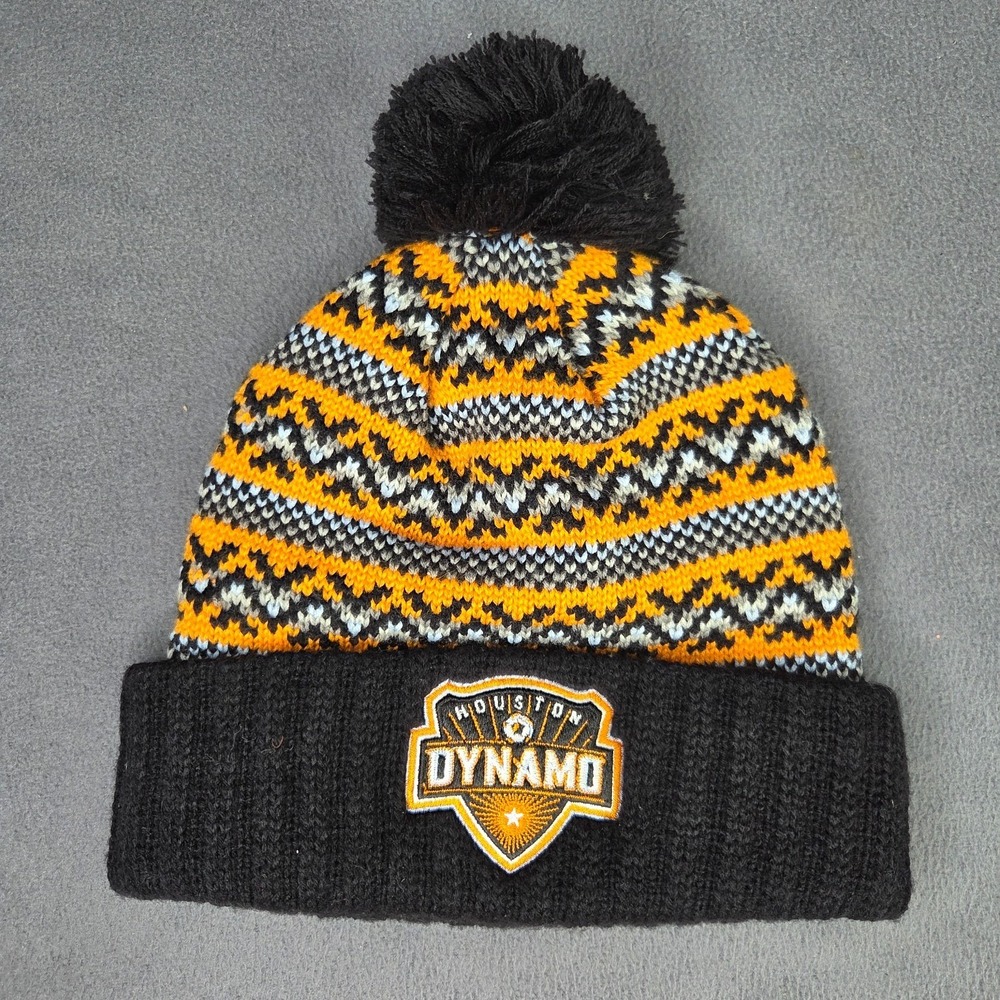 MENS/WOMENS Mitchell & Ness MLS Houston Dynamo Pom Beanie Winter Knit Hat NEW